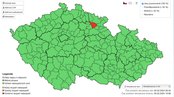 Výstraha pro Královédvorsko - povodně (5. února 2024)